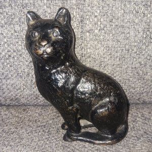 Early 1900's Cast Iron Black Cat Coin Bank